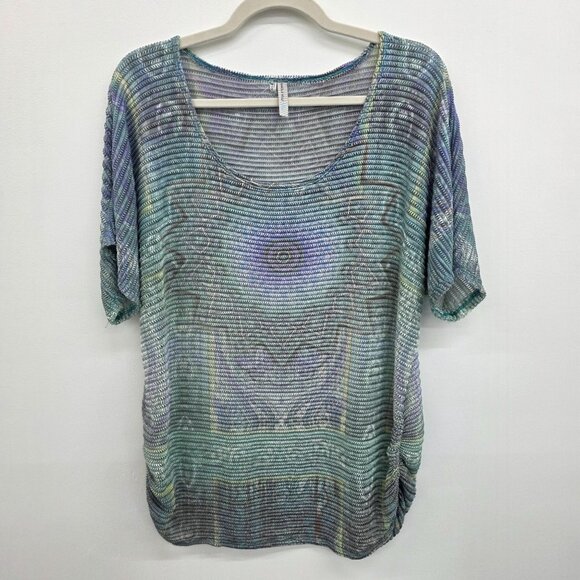 Maurices Womens Metallic Ribbed Top w/Ruched Side Hem Multicolor‎ 1X Boho Fairy - Picture 3 of 14